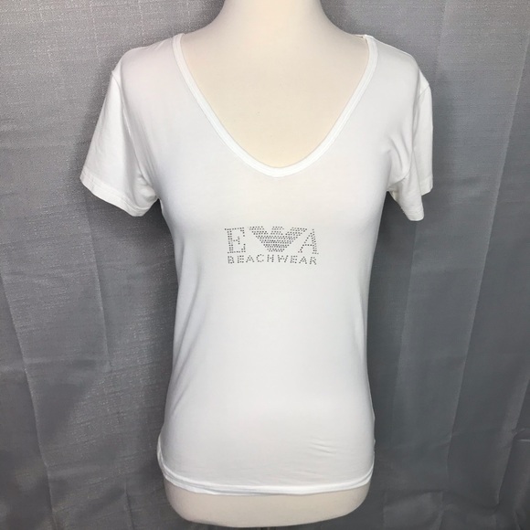 Emporio Armani Tops - Emporio Armani Rhinestone Logo T-shirt Size Medium